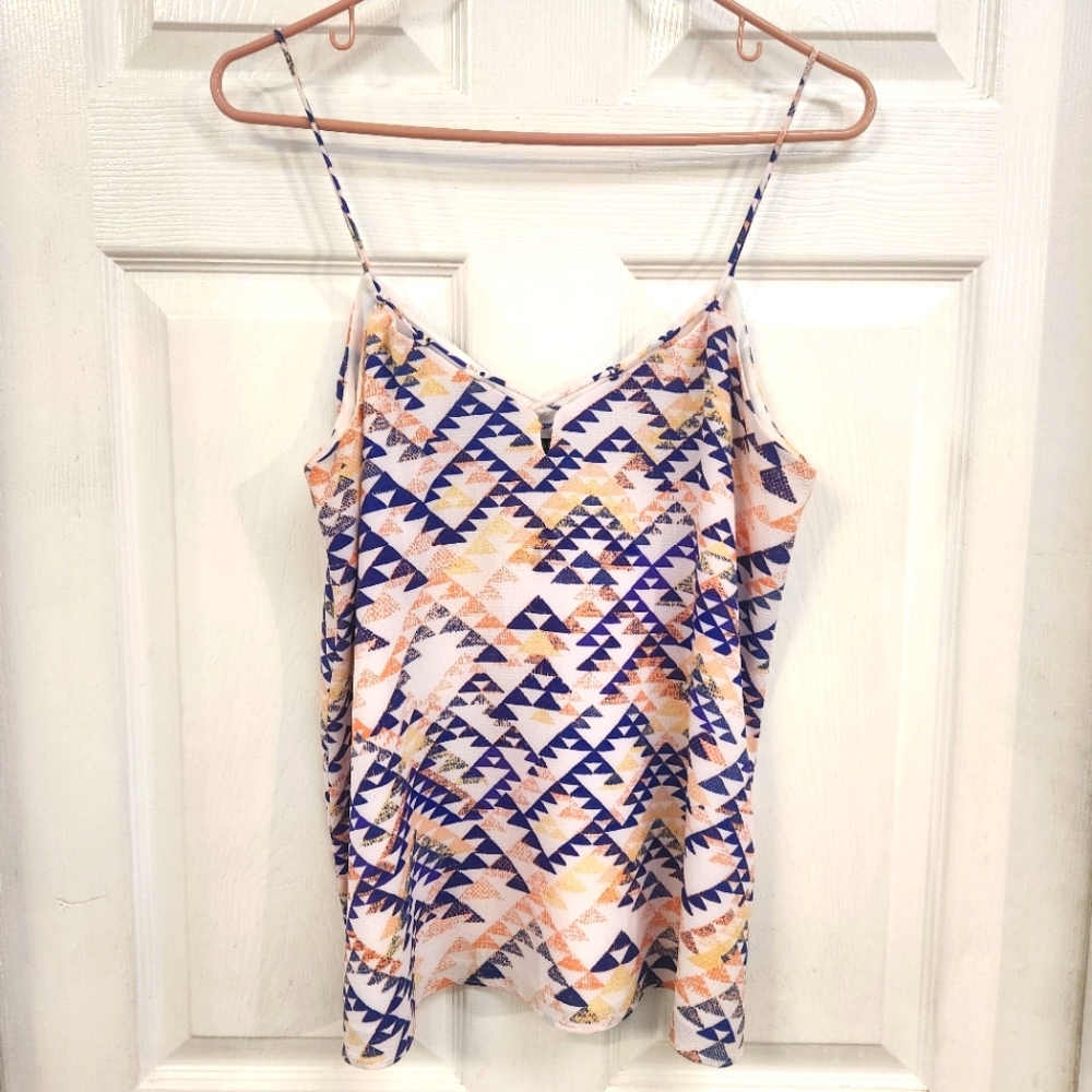 Banana Republic Blue & Orange Geometric Print Camisole Strappy Aztec Summer S